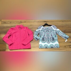 Pair of 2 Talbots New w/ Tags Pink Zip Up Sweatshirt Small Petite Paisley